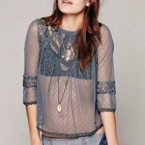 Free People Modern Romance Top - Blue XS